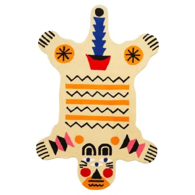 Pre-owned Qeeboo Carpet Oggian Big Bear L (shaped) In Acrylic Hand Tufted By Marco Oggian In Orange
