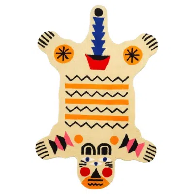 Pre-owned Qeeboo Carpet Oggian Big Bear M (shaped) In Acrylic Hand Tufted By Marco Oggian In Orange