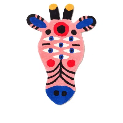 Pre-owned Qeeboo Carpet Oggian Gira (shaped) In Acrylic Hand Tufted By Marco Oggian In Pink