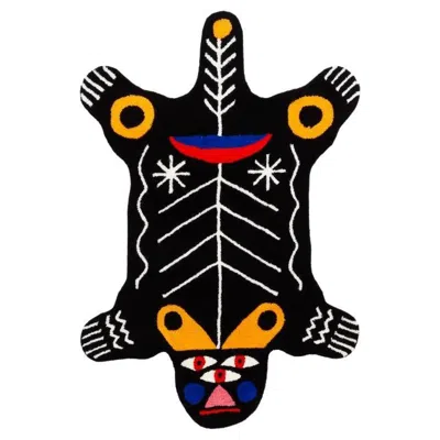 Pre-owned Qeeboo Carpet Oggian Kinotto M (shaped) In Acrylic Hand Tufted By Marco Oggian In Black