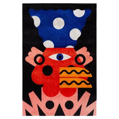 Pre-owned Qeeboo Carpet Oggian Monster 004 Rectangular In Non-slip Polyester & Polyamide In Orange