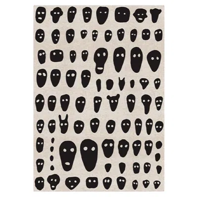 Pre-owned Qeeboo Carpet Stencils Samll In Non-slip Polyester & Polyamide By Andrea Branzi In Sand
