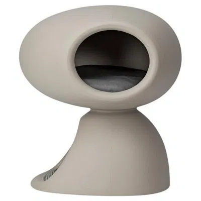 Pre-owned Qeeboo Cat Cave In Dove Grey Recyclable Polyethylene By Stefano Giovannoni In Gray