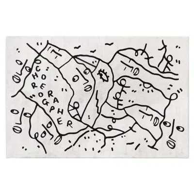 Pre-owned Qeeboo Choreographer Carpet Rectangular In Non-slip Polyester & Polyamide In Gray