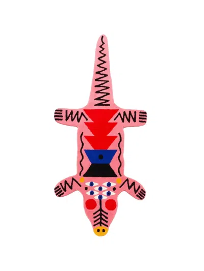 Qeeboo Crocodile-motif Rug In Pink