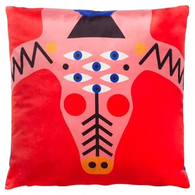 Pre-owned Qeeboo Cushion Oggian Crocopink In Polyester Fabric & Acrylic By Marco Oggian In Red