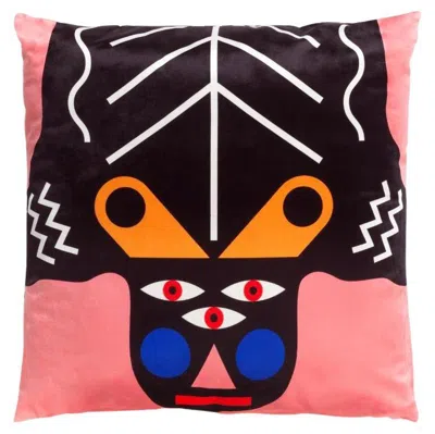 Pre-owned Qeeboo Cushion Oggian Kinotto In Polyester Fabric & Acrylic By Marco Oggian In Black