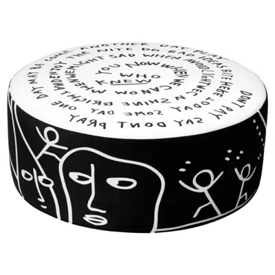 Pre-owned Qeeboo Dawn Pouf L In Polyurethane Foam & Polyester Fabric In Black