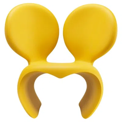 Pre-owned Qeeboo Don't F**k With The Mouse Armchair In Yellow Recyclable Polyethylene By Ron Arad
