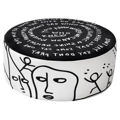 Pre-owned Qeeboo Eclipse Etching Pouf L In Polyurethane Foam & Polyester Fabric In Gray