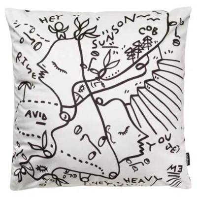 Pre-owned Qeeboo Energetic Expressions Cushion In Polyester Fabric & Acrylic In Gray