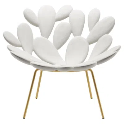Pre-owned Qeeboo Filicudi Armchair In White/brass Recyclable Polyethylene By Marcantonio In Gray