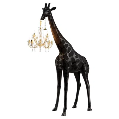 Pre-owned Qeeboo Giraffe In Love M Indoor Lamp In Black Polycarbonate And Polyethylene