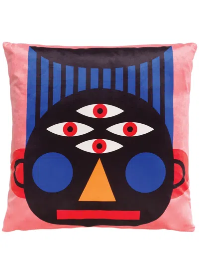 Qeeboo Oggian Face Cushion (45cm X 45cm) In Pink