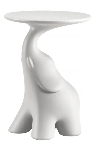 Qeeboo Pako Side Table: Elephant Silhouette In White