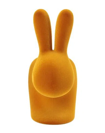 Qeeboo Rabbit Xs Bookend Velvet Small Object For Home Ocher Size - Polyethylene In Yellow