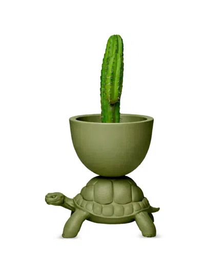 Qeeboo Turtle Carry Planter In Green