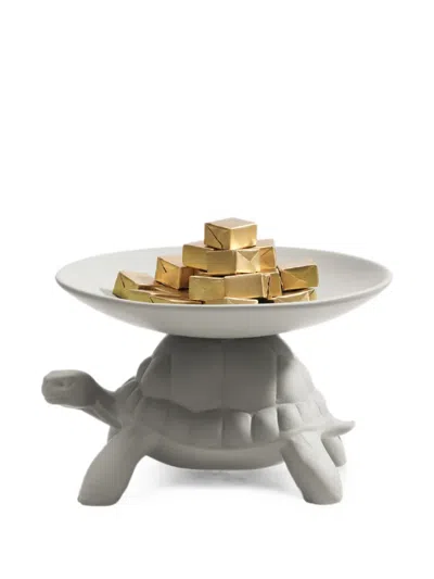 Qeeboo Turtle-base Tray In Gray