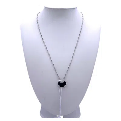 Pre-owned Qeelin 18k White Gold Wulu Onyx Diamond Pavé Pendant Necklace