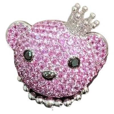 Pre-owned Qeelin Bobo Ring Pavé-set Pink Sapphires White Diamonds 18k White Gold Size 51