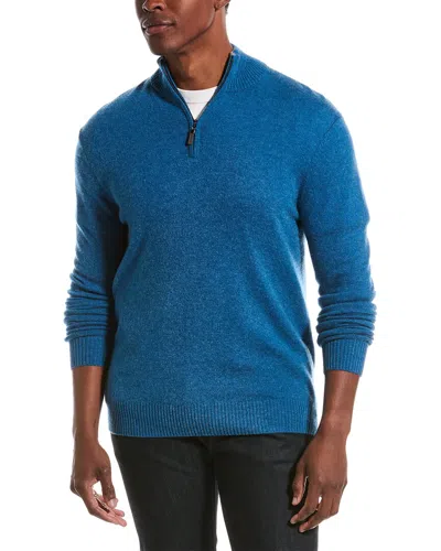 Qi Cashmere 1/4-zip Pullover In Blue