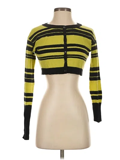 Pre-owned Qi Cashmere Cashmere Cardigan Sweater In Yellow