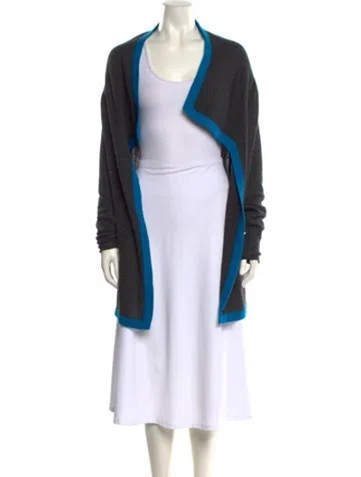 Pre-owned Qi Cashmere Cashmere Colorblock Pattern Sweater In Gray