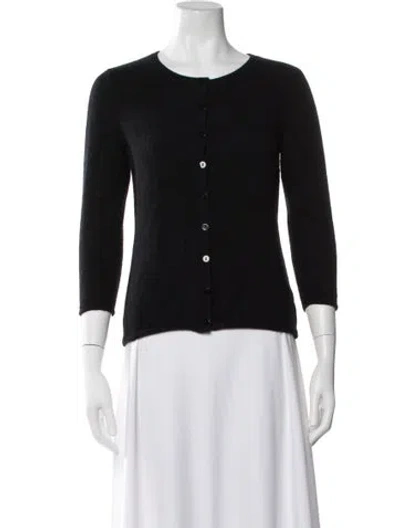 Pre-owned Qi Cashmere Cashmere Crew Neck Sweater In Black