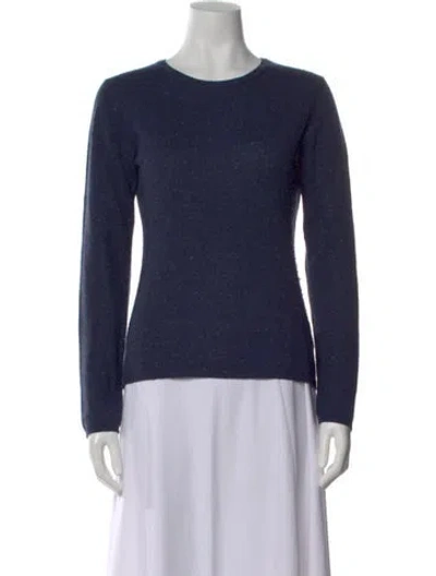 Pre-owned Qi Cashmere Cashmere Crew Neck Sweater In Blue