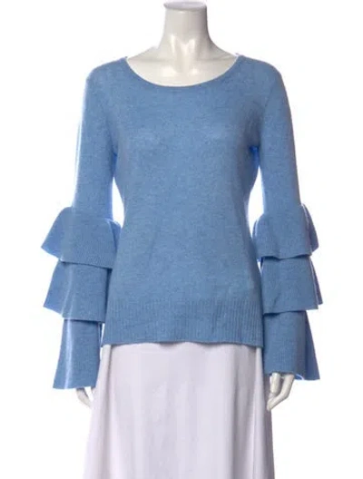 Pre-owned Qi Cashmere Cashmere Crew Neck Sweater In Blue