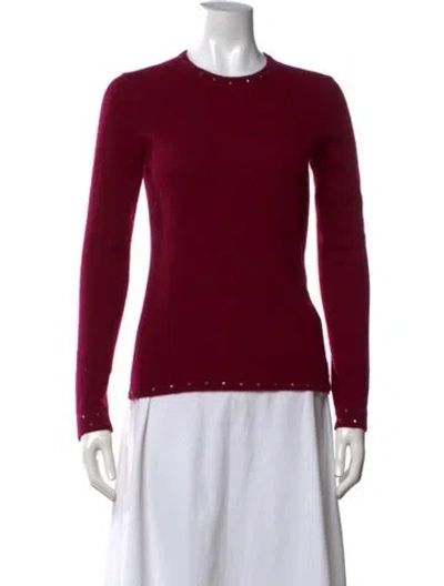 Pre-owned Qi Cashmere Cashmere Crew Neck Sweater In Burgundy/red