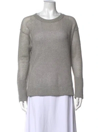Pre-owned Qi Cashmere Cashmere Crew Neck Sweater In Grey