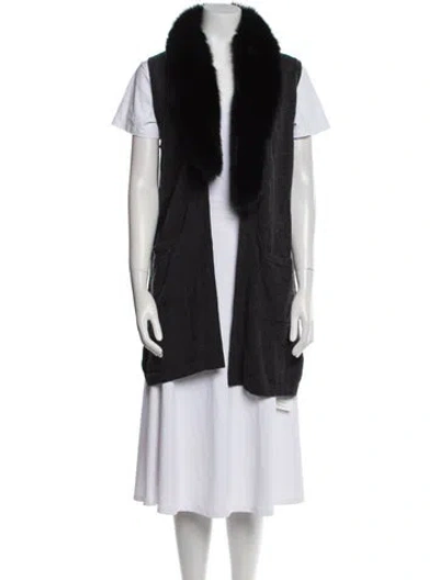 Pre-owned Qi Cashmere Cashmere Fur Jacket In Black