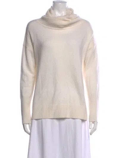 Pre-owned Qi Cashmere Cashmere Mock Neck Sweater In Grey