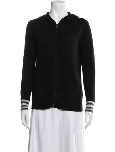 Pre-owned Qi Cashmere Cashmere Open Front Sweater In Black