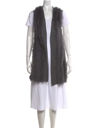 Pre-owned Qi Cashmere Cashmere Open Front Sweater In Grey