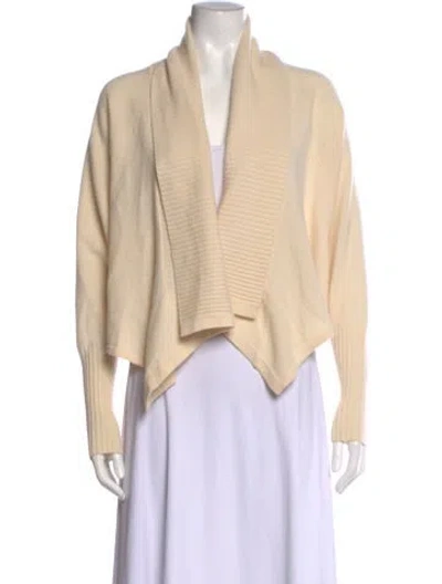 Pre-owned Qi Cashmere Cashmere Open Front Sweater In Neutral