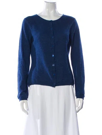 Pre-owned Qi Cashmere Cashmere Scoop Neck Sweater In Blue