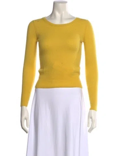 Pre-owned Qi Cashmere Cashmere Scoop Neck Sweater In Yellow