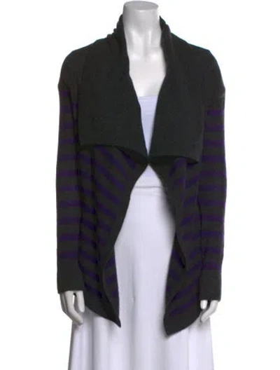 Pre-owned Qi Cashmere Cashmere Striped Sweater In Black