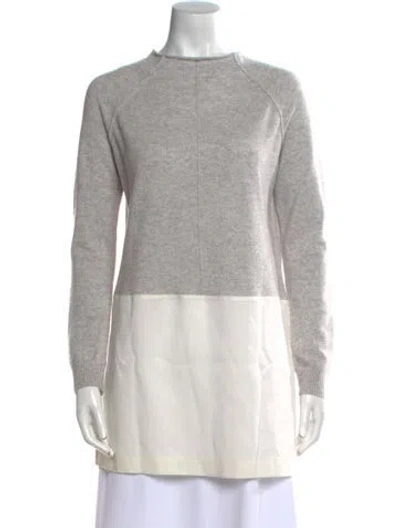 Pre-owned Qi Cashmere Cashmere Striped Sweater In Gray