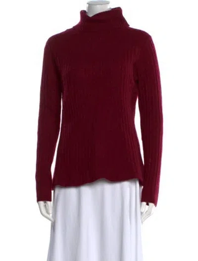 Pre-owned Qi Cashmere Cashmere Turtleneck Sweater In Burgundy
