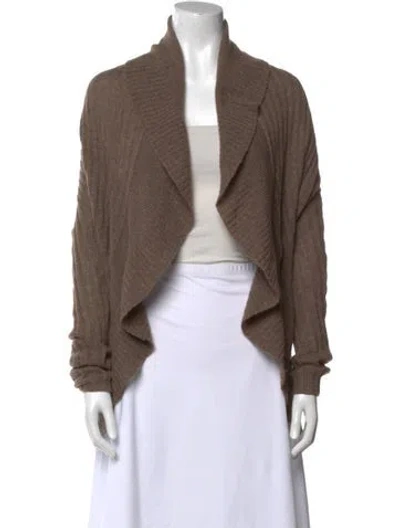 Pre-owned Qi Cashmere Cashmere V-neck Sweater In Brown