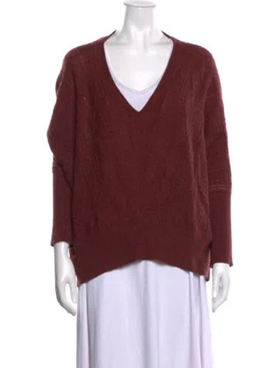 Pre-owned Qi Cashmere Cashmere V-neck Sweater In Burgundy
