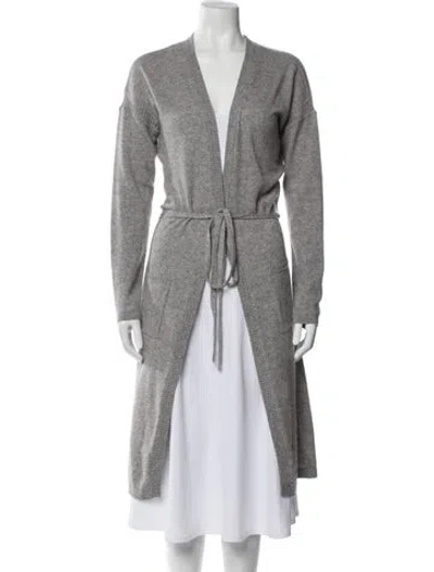 Pre-owned Qi Cashmere Cashmere V-neck Sweater In Gray