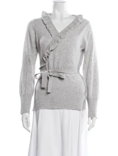 Pre-owned Qi Cashmere Cashmere V-neck Sweater In Grey