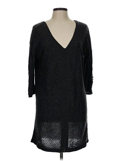 Pre-owned Qi Cashmere Pullover Sweater In Black