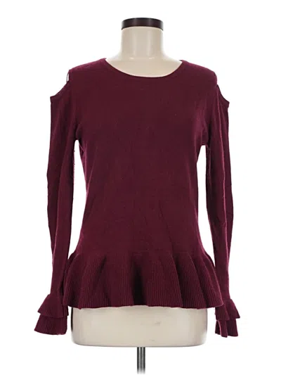 Pre-owned Qi Cashmere Pullover Sweater In Burgundy
