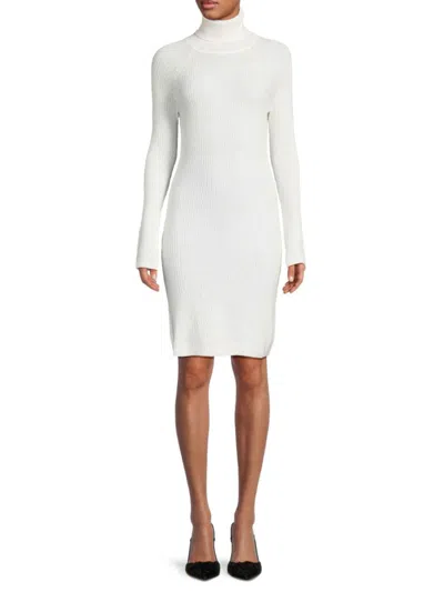 Qi Cashmere Women's Ribbed Cashmere Turtleneck Dress In Twill