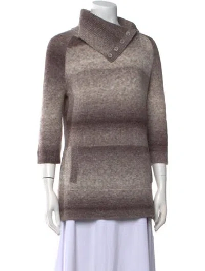 Pre-owned Qi Cashmere Wool Printed Sweater In Neutral